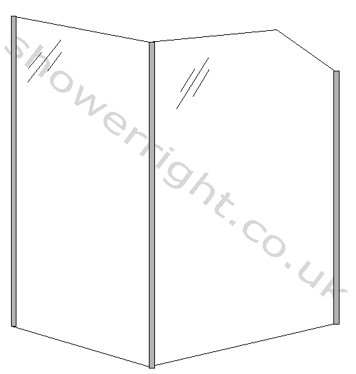 Example shower enclosdure with angled side panel