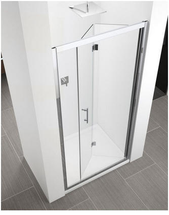 Bi-fold shower door in alcove