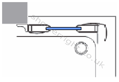 Diagram showing a 'lateral' wall fixing for the frame of a shower door or fixed panel