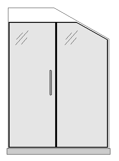 Bespoke alcove shower door with angled inline panel (2)