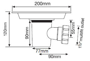 Vinyl floor waste trap with plastic grill diagram