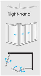 1 x Fixed panel with bi-fold door and one single panel door (RH Corner)