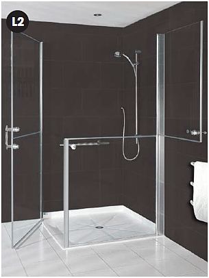 EASA L2 stable style split shower door to facilitate carer assistance
