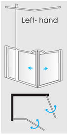 Fix panel, support pole and hinged door + hinged door - corner entry (LH)