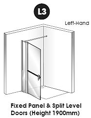 EASA L3 shower enclosure - Split level (stable style) glass shower door with extender panel