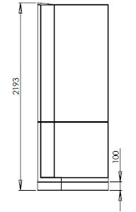 Diagram showing additional height of quadrant shower pod when riser kit is used