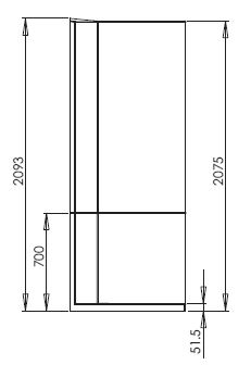 Vertical dimensions for the Envirotec 800 corner shower pod