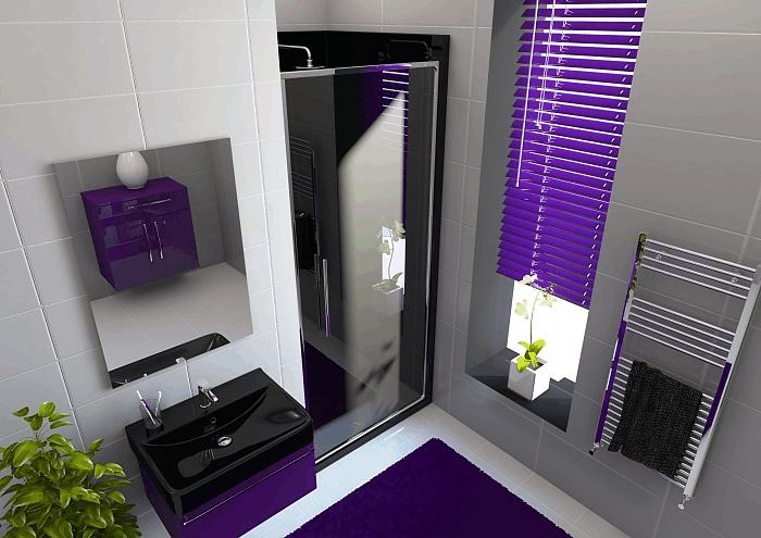 Envirotec alcove shower pod in black granite finish