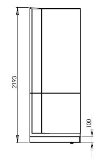 Vertical dimensions for the Envirotec 800 corner shower pod with riser kit fitted