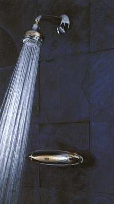 Aqualisa AQUARIAN finished in chrome/gold with fixed shower head