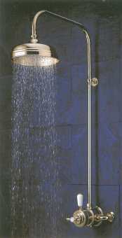 Aqualisa Aquatique exposed shower valve in gold with fixed shower head