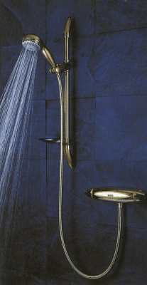 Aqualisa AQUARIAN mixer shower in gold finish with adjustable riser kit