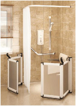 Wet room showers for special needs - half height shower doors