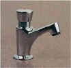 Self closing push button pillar basin tap with flow regulator