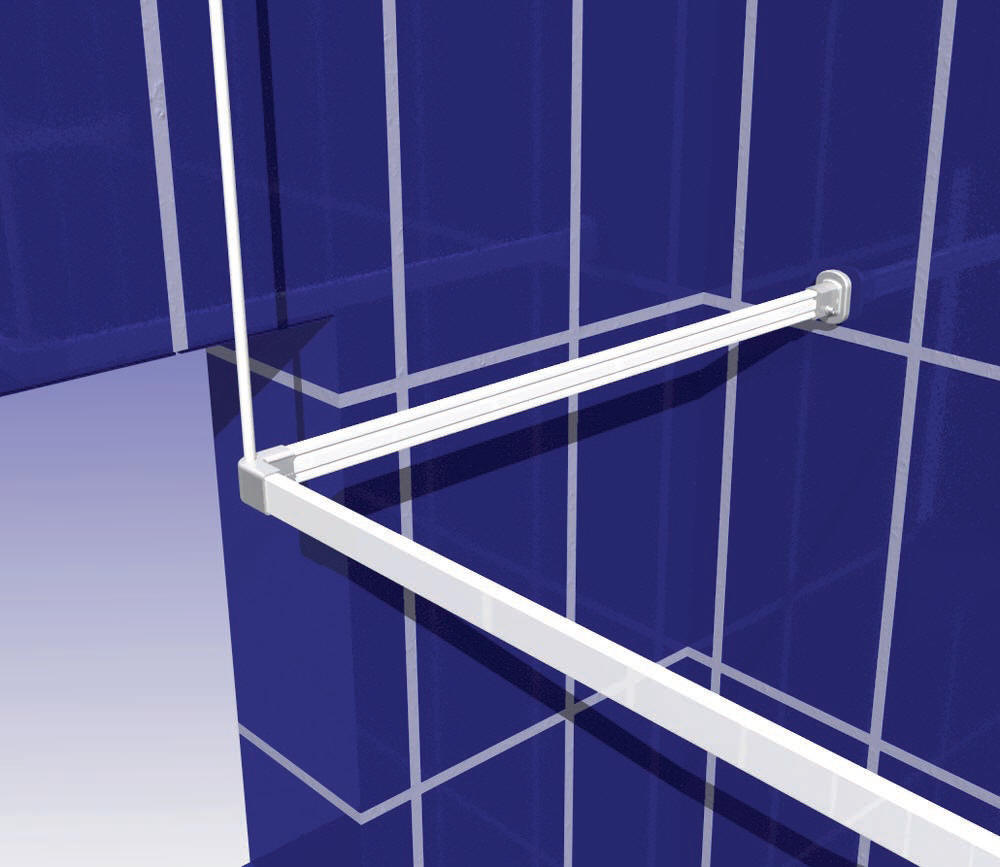 A window bridging kit to solve the problem where a shower curatin rail meets a window void.