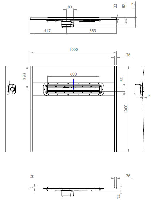 IMPEY Aquadec Linear 2 - 1000mm x 1000mm