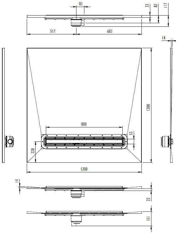 IMPEY Aquadec Linear 4 (1200mm x 1200mm)