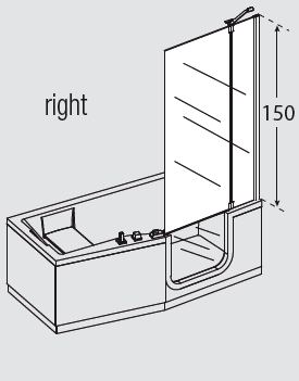 Right hand IRIS walk in bath with optional right hand shower screen