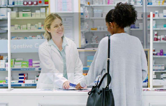 Glass partitioning screens for pharmacy