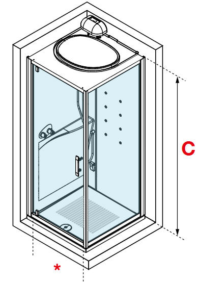 Novelini EON GF pivot door shower pod diagaram