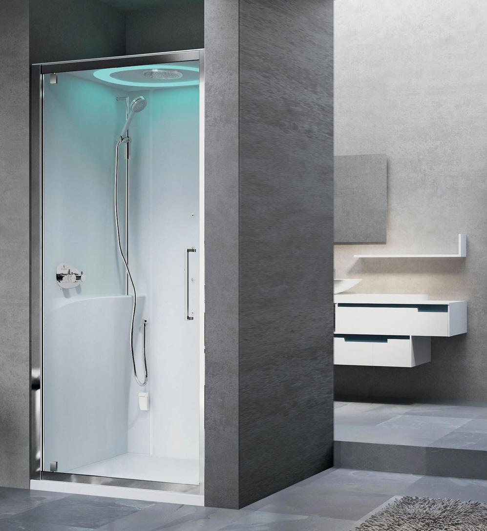 Novellini EON G alcove shower pod with pivot door entry