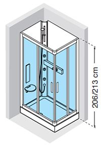 Offset left hand corner shower cubicle with corner entry - no roof panel