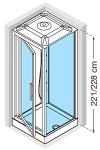 Novellini Glax 2 800mm x 800mm pivot door self contained shower cubicle with roof dome