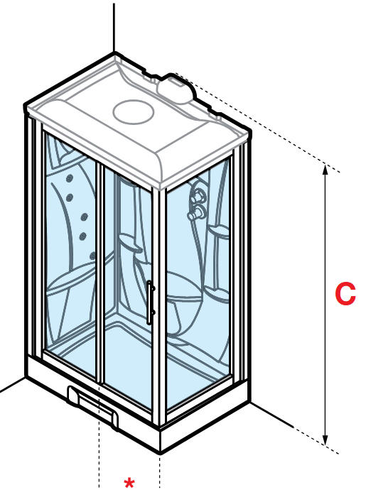 Diagram showing left hand version of the Novellini NEW HOLIDAY 2P