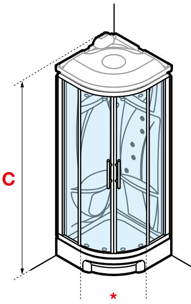 Novellini NEW HOLIDAY R quadrant shower pod diagram