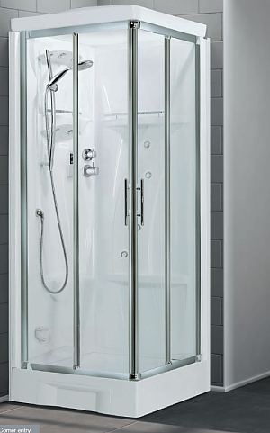 New Holiday corner entry shower pod