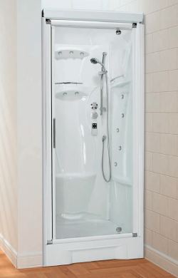 New Holiday alcove shower pod with pivot door