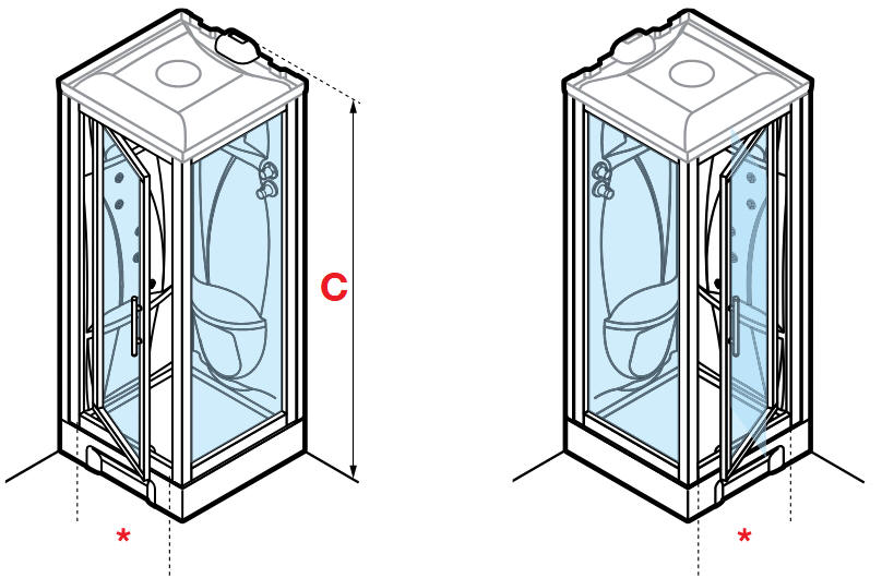 Novellini NEW HOLIDAY pivot door shower pod left and right handing options