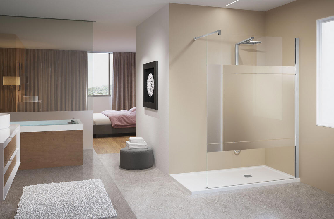 Novellini KUADRA H MIRROR shower screen with mirrored modesty panel