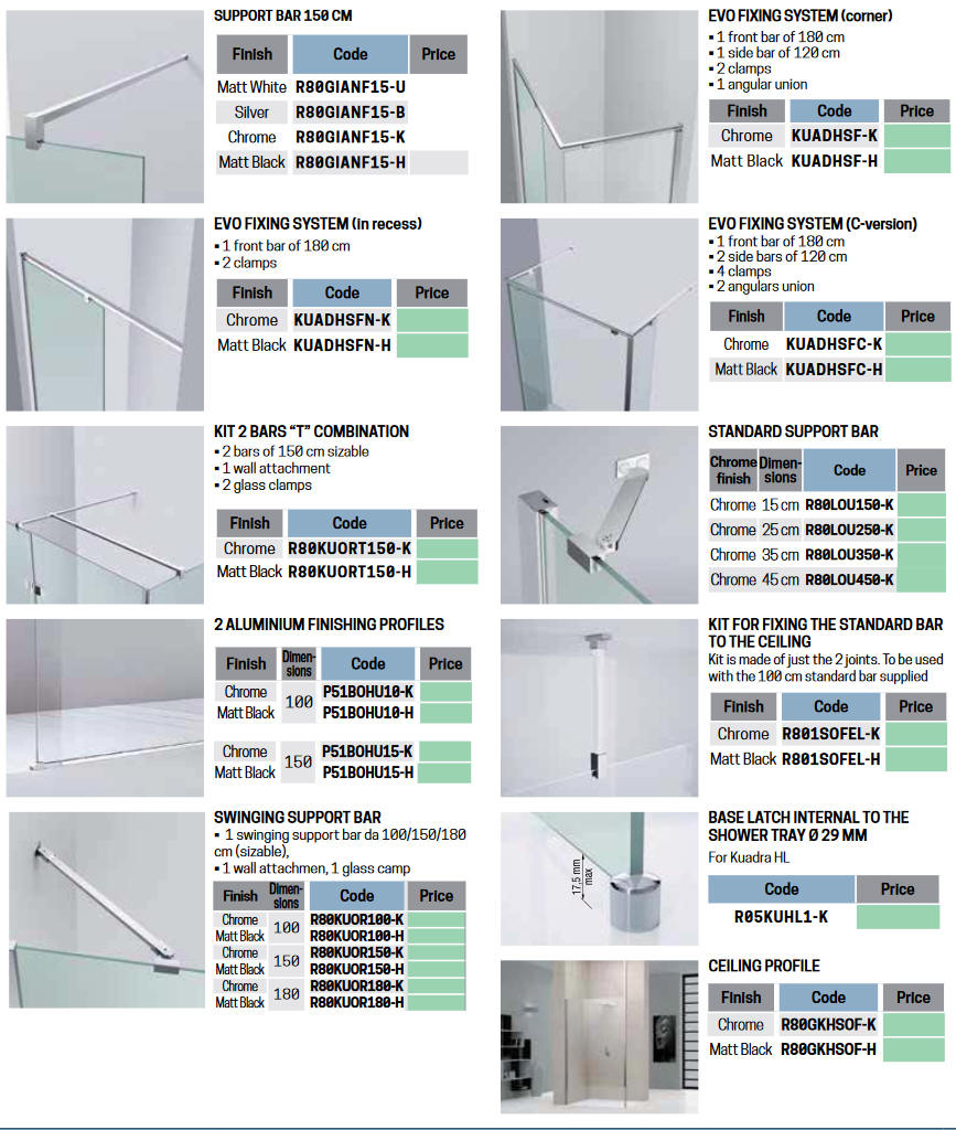 KUADRA H MIRROR frame and support options 1