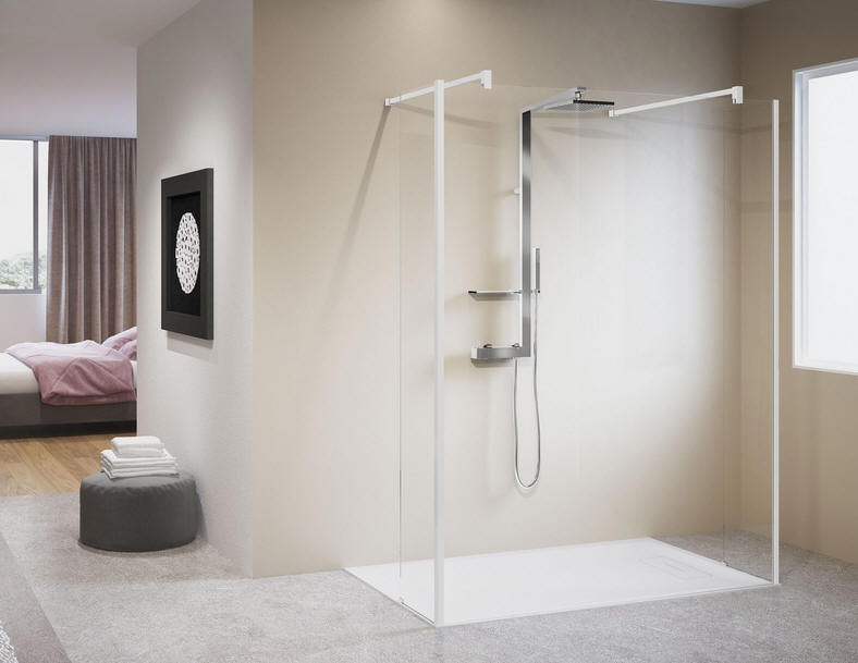Novellini KUADRA HF - walk through shower enclosure with fixed HL panels to contain spray