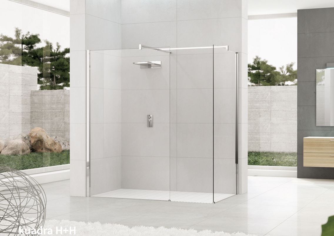 KUADRA H walk in shower enclosure comprising 2 x KUADRA H panels
