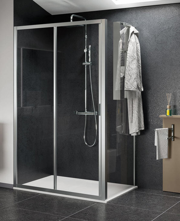 Novellini LUNES 2.0 2P sliding 2 panel  shower door for alcove or corner installation