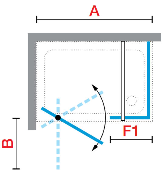 Novellini LINES 2.0 G+F Inline pivot shower door and fixed inline panel (Corner)