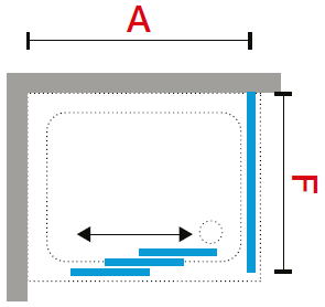 Novellini Lunes 2.0 3P three panel framed sliding shower door diagram 2