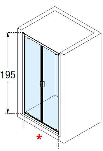 LUNES 2.0 B saloon style double shower doors shown in alcove setting