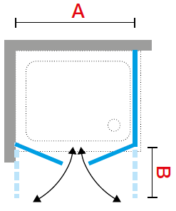 Novellini LUNES 2.0 double shower doors (saloon style) shown in corner setting