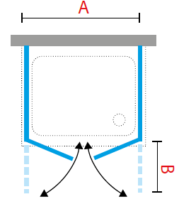 Novellini LUNES 2.0 double shower doors (saloon style) shown in mid wall setting