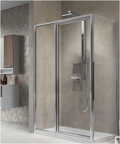 Novellini LUNES A framed shower enclosure comprising a fixed inline panel and pivot door