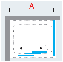 Lunes P triple sliding shower door corner diagram