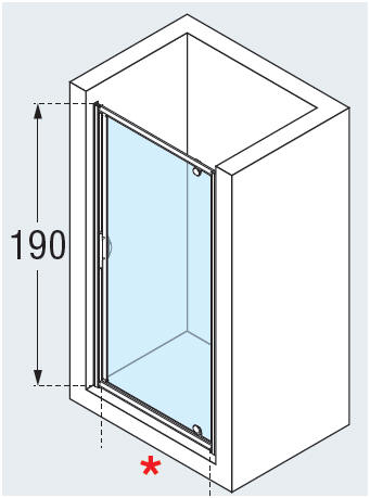 Lunes G hinged shower door diagram