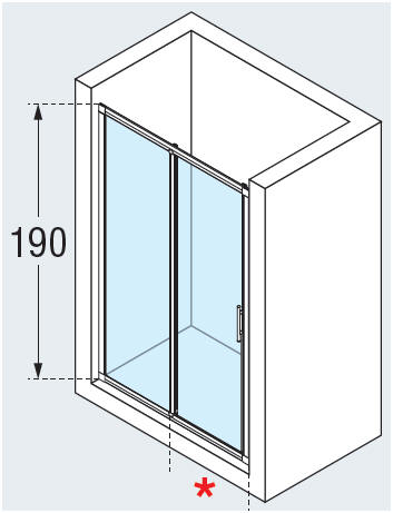 Novellini LUNES (2P) two piece sliding shower door diagram