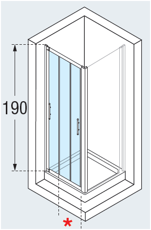 Lunes P triple sliding shower door diagram