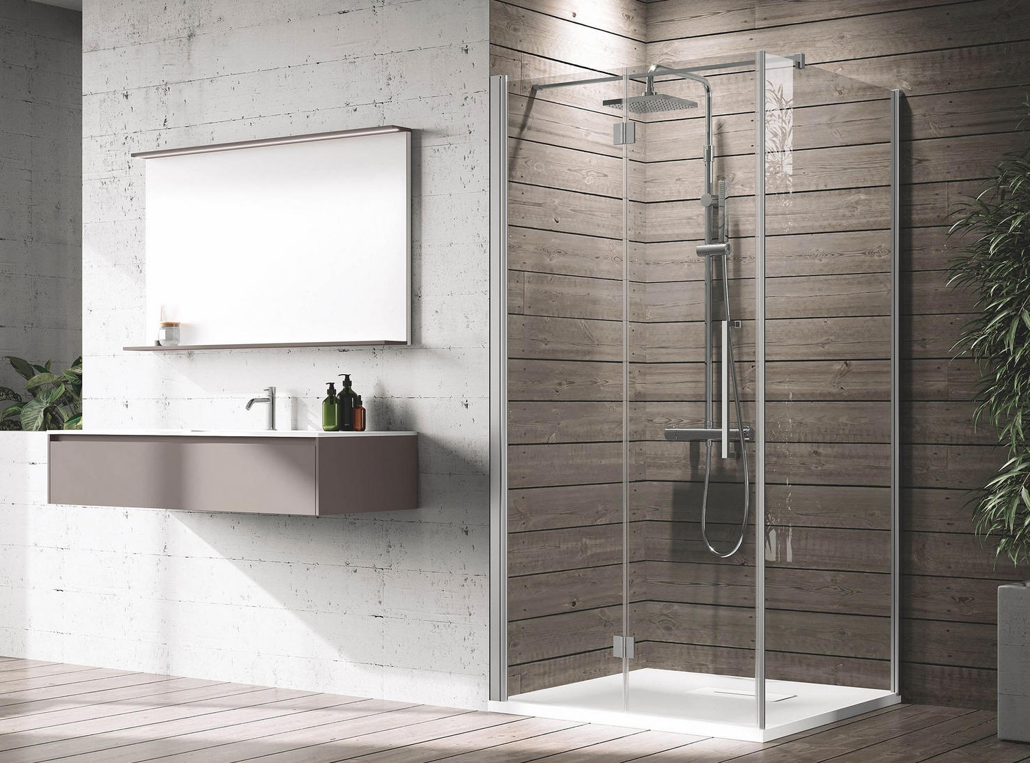 Novellini YOUNG GS semi-frameless corner bi-fold door shower enclosure