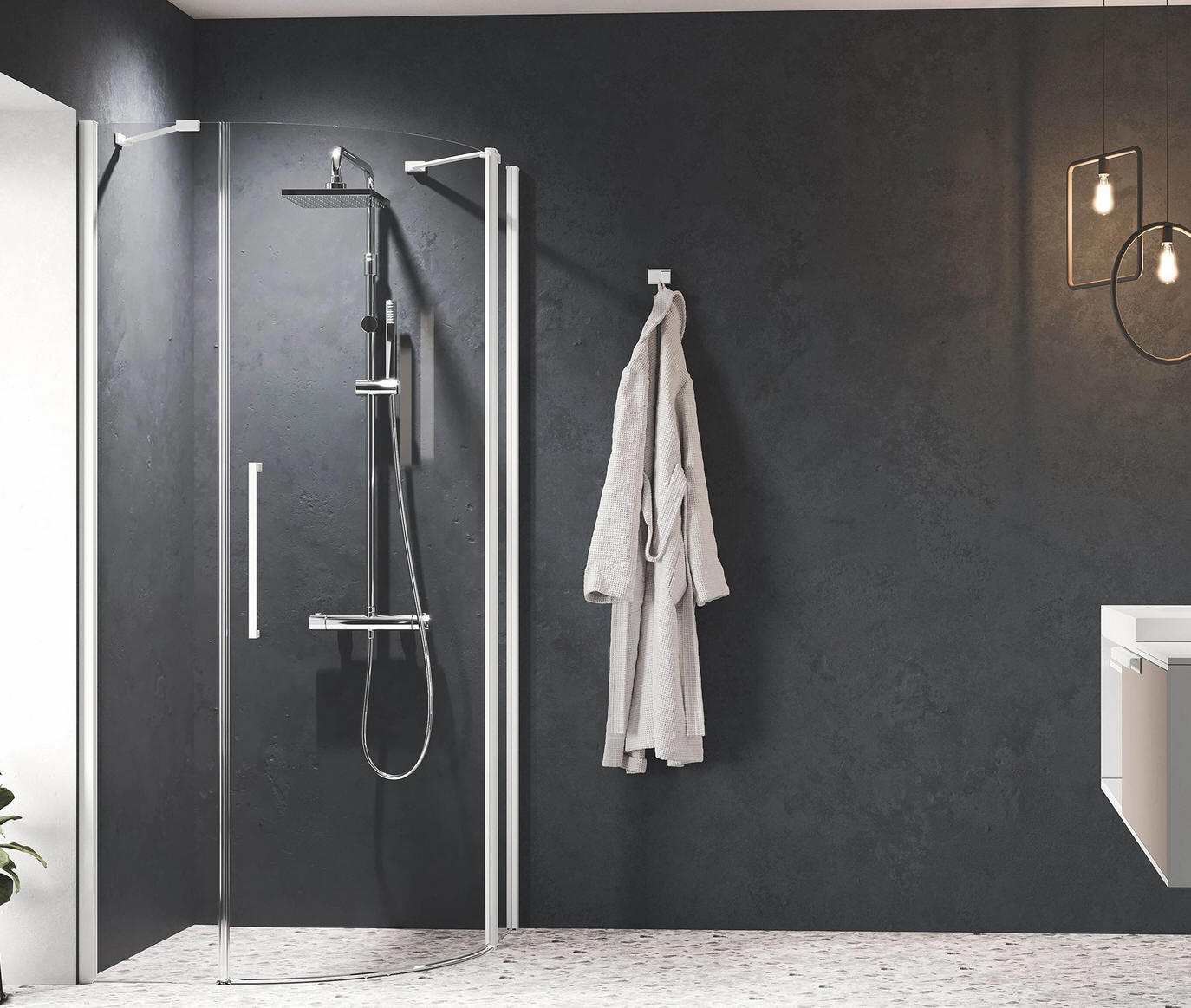 Novellini Young R1 single hinged door quadrant shower enclosure