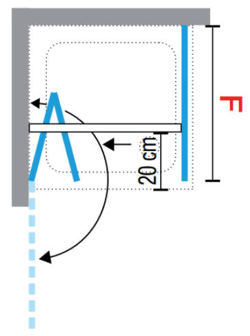 Novellini GS bi-folding shower door diagram in left hand corner